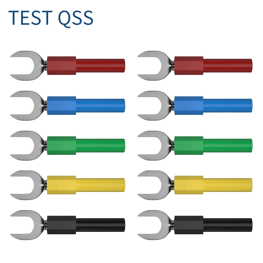 QSS 10 Stück 8 mm U-Typ-Klemme mit 4 mm Bananenbuchsen-Drahtstecker für elektrische Messleitung Q.20017