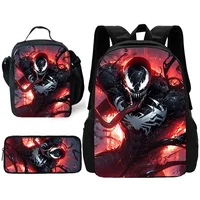 pcs set Movie Venoms Child School Backpack with Lunch Bags ,Pencil Bags ,School Bags for Boys Girls Best Gift