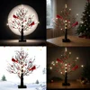 Vintage Cardinal Glowing Tree LED Lights Halloween Decorations Artificial Tree Light with Red Bird Table Lamp Home Bedroom Decor