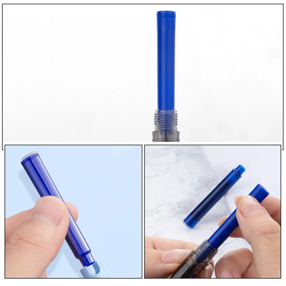 100개 리필 가능한 잉크 카트리지 3.4mm 지울 수 있는 빠른 건조 부드러운 흐름 만년필 잉크 저널링 사무용 필기 용품