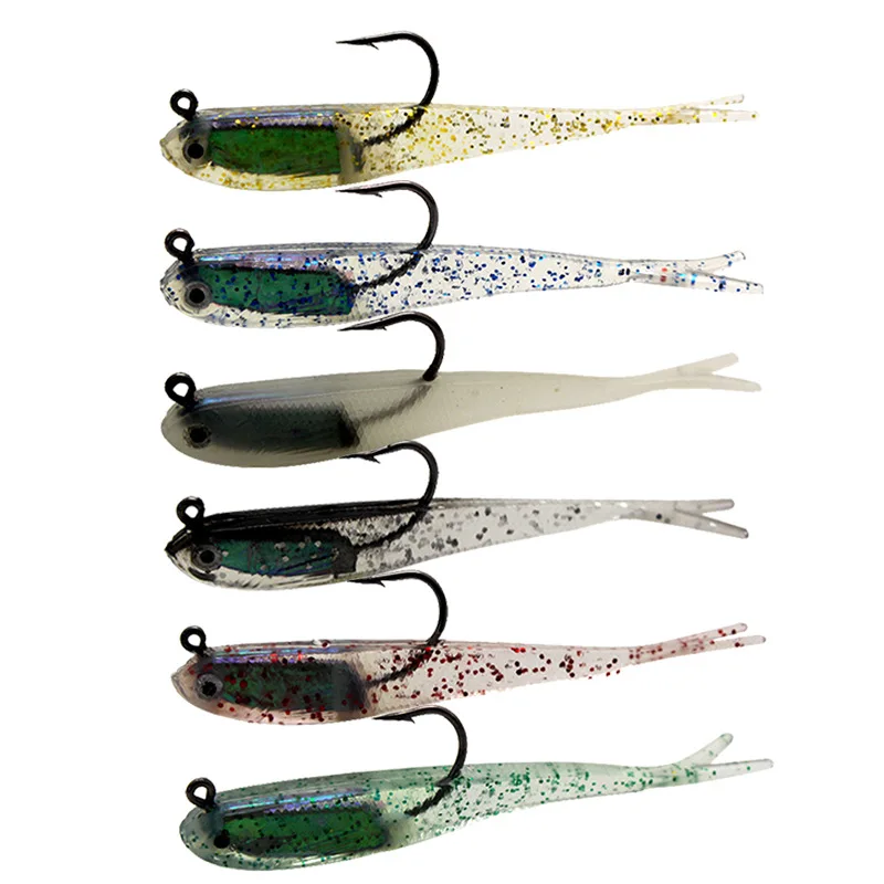 

Sea.Yolo 10Pcs Soft Bait 7cm 2.3g Colored Forked Tail Bagged Lead Fish Artificial Fishing Lure Sea ​​Bass Fishing Accessories