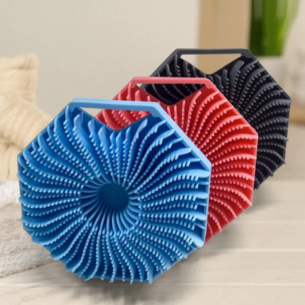 Description Picture 3 of itemPolygonal silicone shower brush, handheld skin cleansing scalp massage, exfoliating, moisturizing and moisturizing shower tool