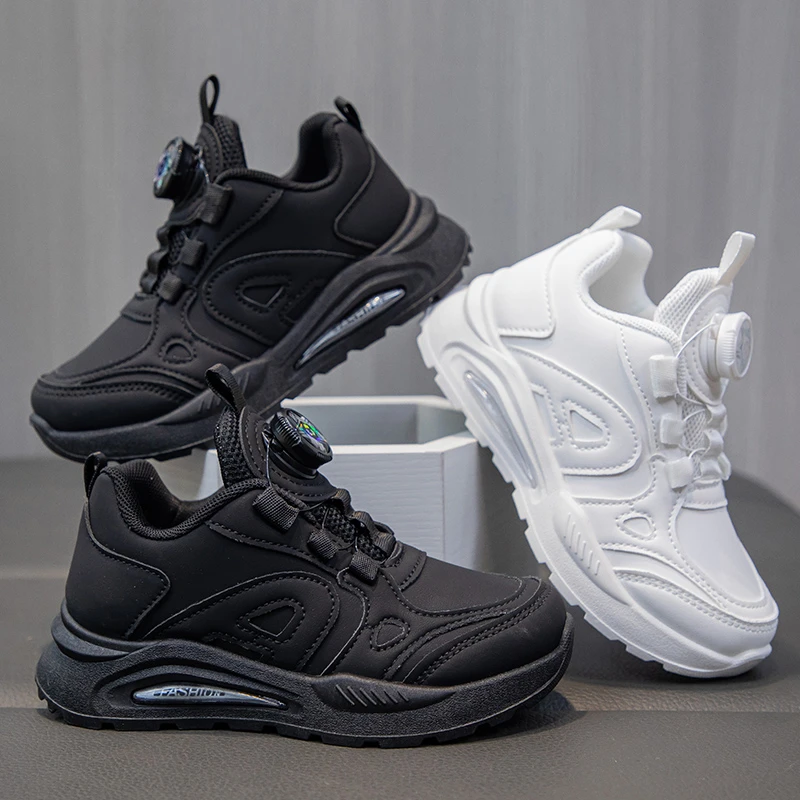 Children Shoes Kids Casual Sneakers Black Pu Leather Sports Shoes for Boy Girls White School Running Tennis Sneaker