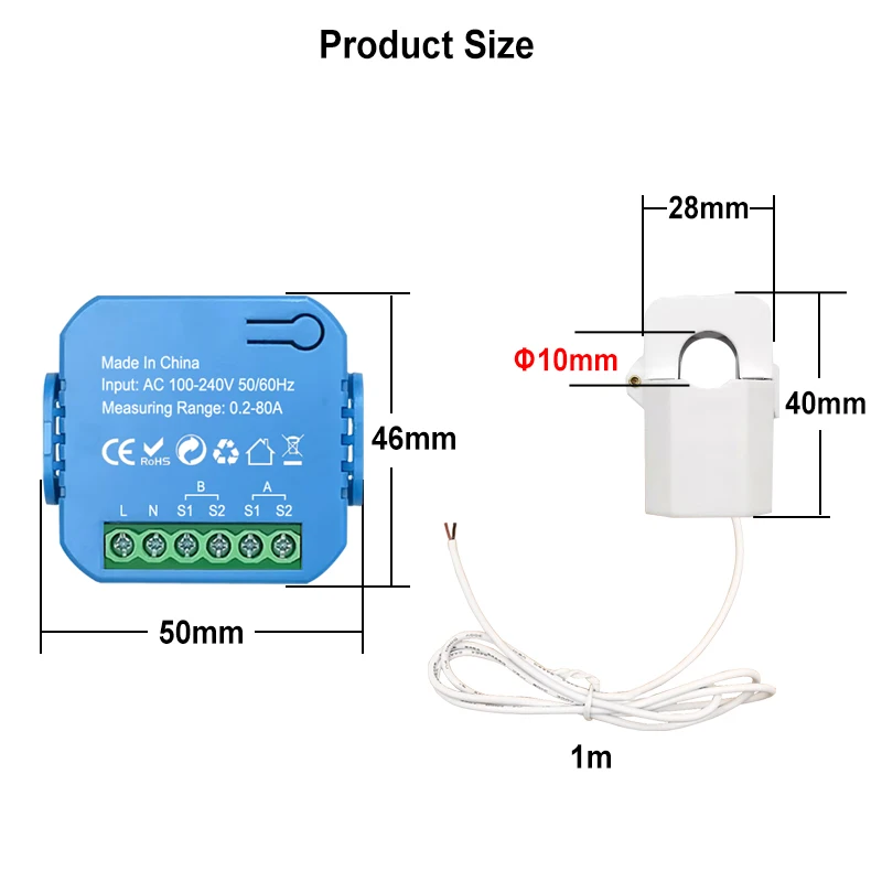 Tuya Smart Life ZigBee Bidirectional Energy Meter 2 Channel with 80A Clamp App Monitor Solar Export and Import Power AC100V/240V images - 6