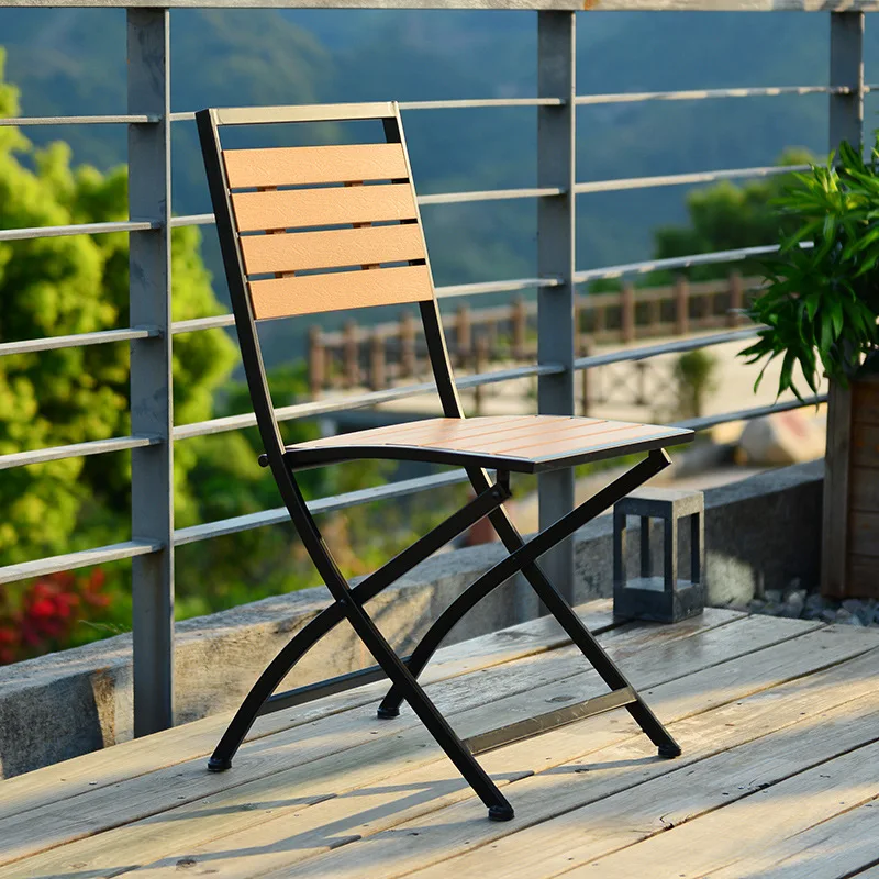 Table and Chair Set Household Modern Patio Folding Outdoor Balcony Garden Furniture Wood Iron Dining Table and Chair Combination