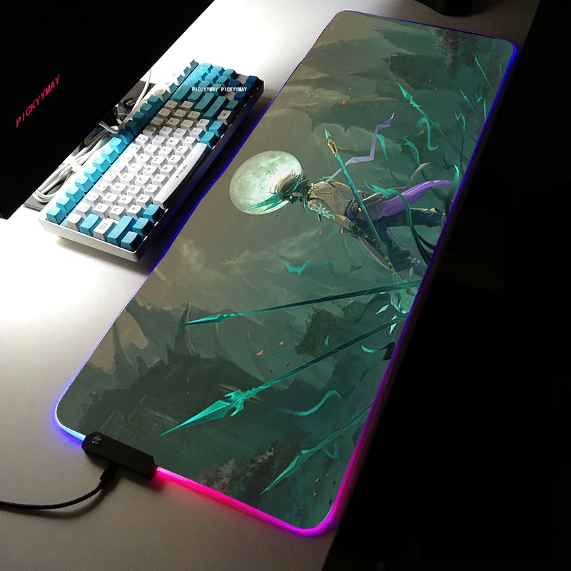 

Genshin Impact Gaming Mouse Pad RGB Backlight Mat 900x400 Gamer XXL Computer Mousepad CS GO Non-Slip Rubber Desk Mat For PC LOL