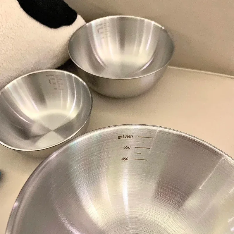 3PCS Stainless steel cooking bowl,  household scale bowl, thickened mixing bowl, egg beater, salad baking bowl