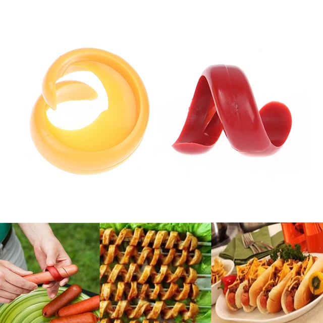 2pcs Fancy Sausage Cutter Spiral Barbecue Hot Dogs Cutter Slicer Kitchen  Cutting Gadget