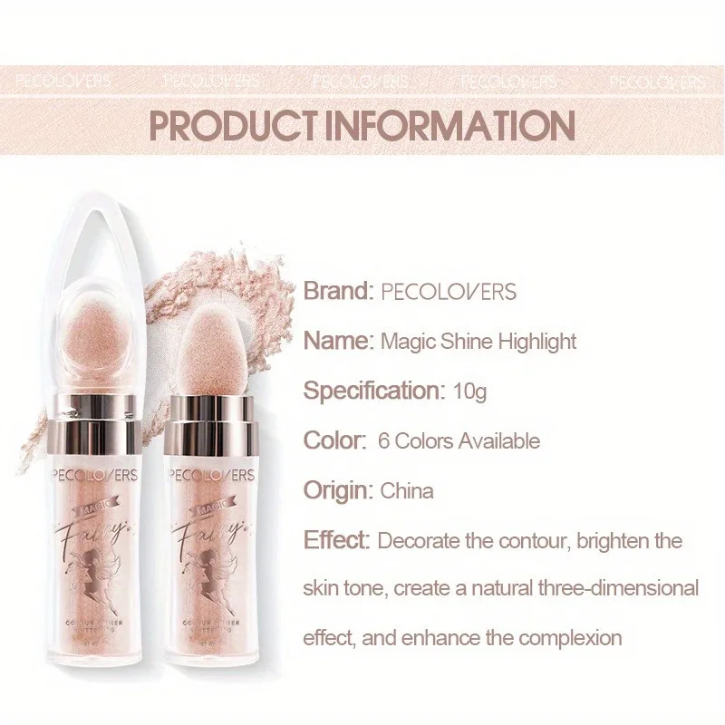 Pearlescent Fairy Powder Highlighter Stick Lasting Contouring Bronzer Illuminator Shimmer Face Body Glitter Stick Brighten Pen 4