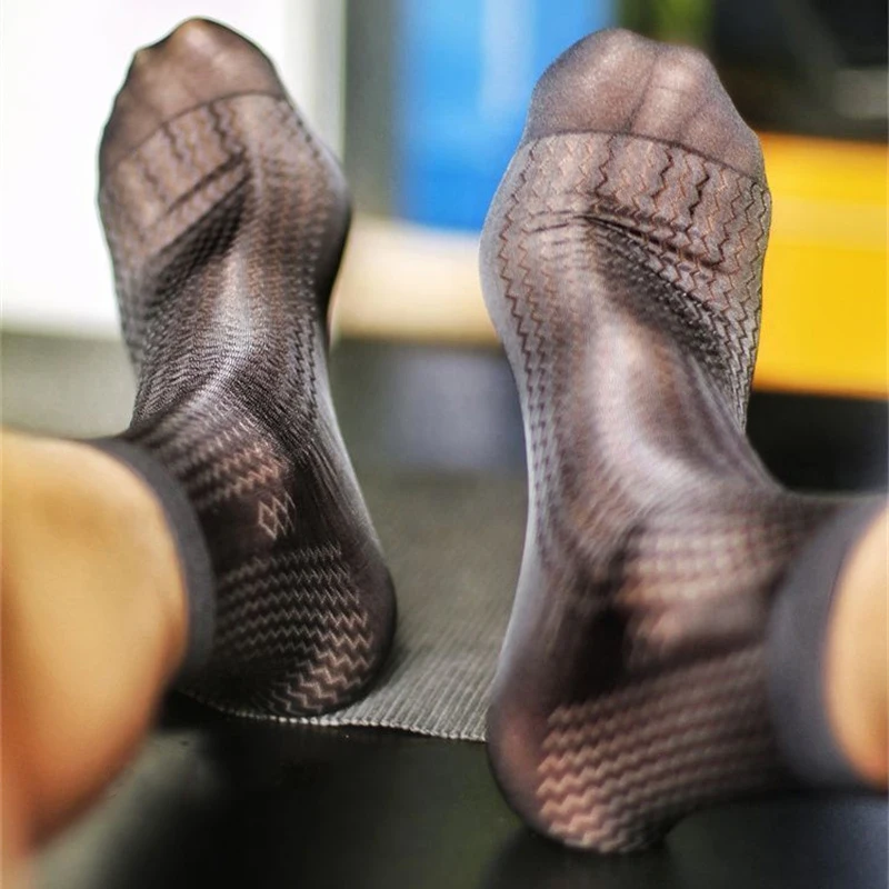 PDD сексуальные блестящие водные волнистые узорчатые носки красивые носки с нейлоновой сеткой Фетиш Фэнтези чулки очаровательные мужские