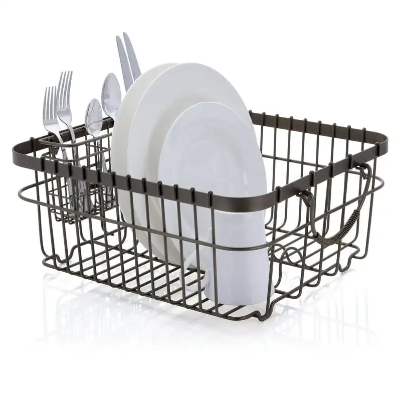 

Gray Wire Dish Drying Rack with Utensil Holder for Kitchen Countertop Spoon holder for kitchen Rice scooper standing Lid holder