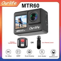 Ourlife MTR60 Pro 5K Action Camera 2.0'' Touch Screen 30M Waterproof WiFi 170° EIS Helmet Sports Camera Optional Remote Control 1