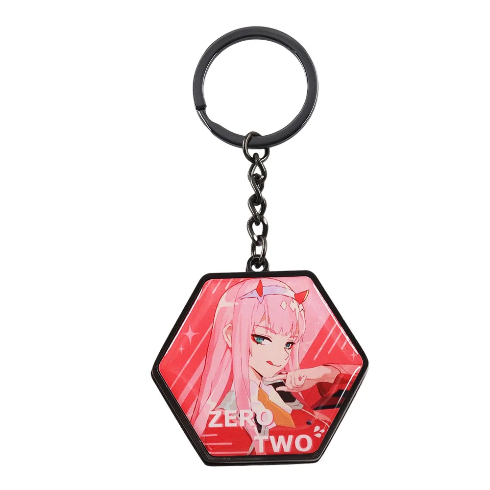 Darling In The Franxx 002 Zero Two Schlüsselanhänger, doppelseitiger Magnetspiegel, Anime-Mädchen-Dämonen-Schlüsselanhänger, Anhänger, Make-up-Spiegel, Fans Gi – Detail 3