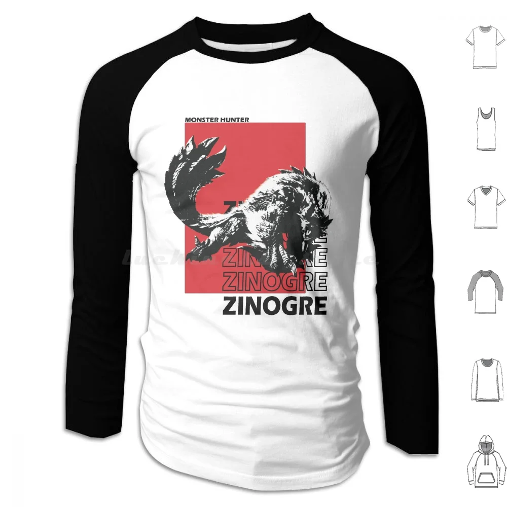 Felpe Con Cappuccio Zinogre In Bianco E Nero Manica Lunga Monster Hunter Monster Hunter Rise Monster Hunter Mhw Gaming World Cat