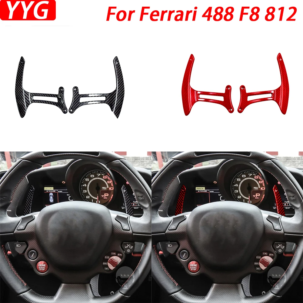 

For Ferrari 488 GTB Spider Pista F8 Tributo California 812 Superfast 2015-2019 Carbon Fiber Steering Wheel Shift Paddle Cover