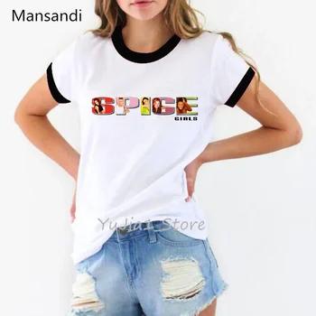 Cool Spice Girls T-Shirt Women T Shirt Maiden Tops Letters Print Graphic Tee Shirt Femme Streetwear 90s Tumblr Clothes 1