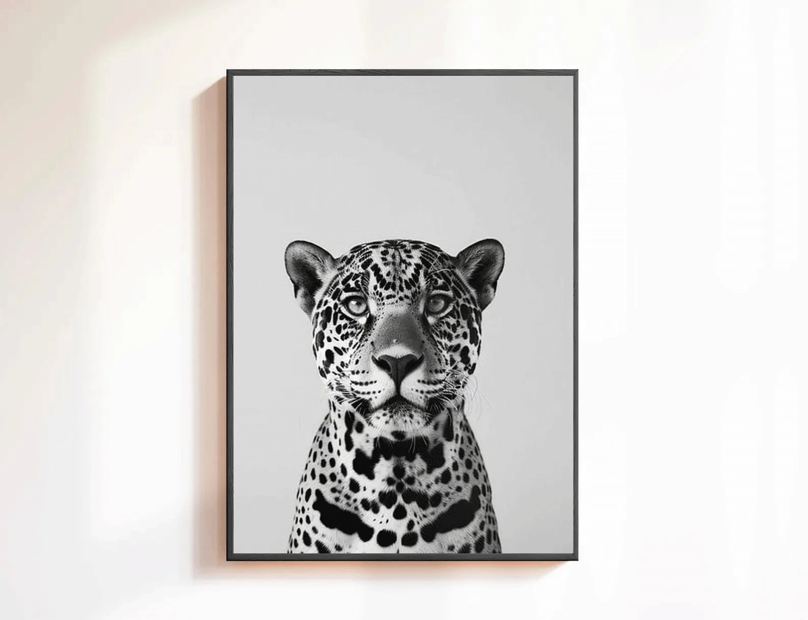 Chic Leopard Roar Black & White Wall Art - Digital Home Decor Print