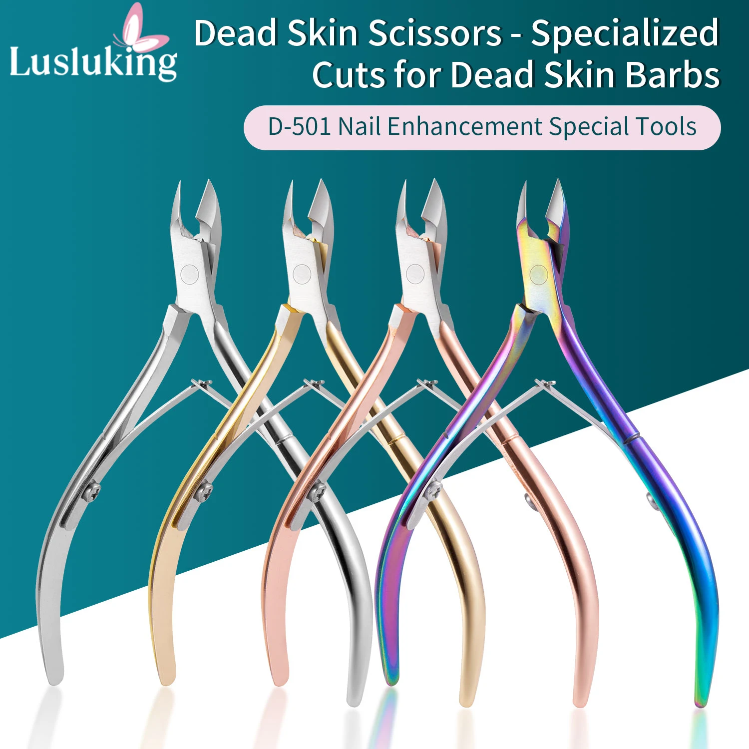 Stainless Steel Rainbow Nail Art Nippers Dead Skin Remover Cuticle Scissors Manicure Clipper Trimmer Finger Pedicure Plier Tools