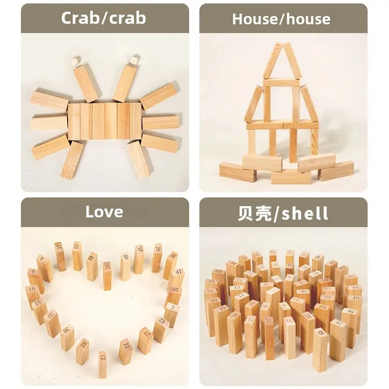Children's Educational Stacking Blocks Game High Abstraction Wooden Building Blocks Nesting Sorting Wooden Puzzle Toys