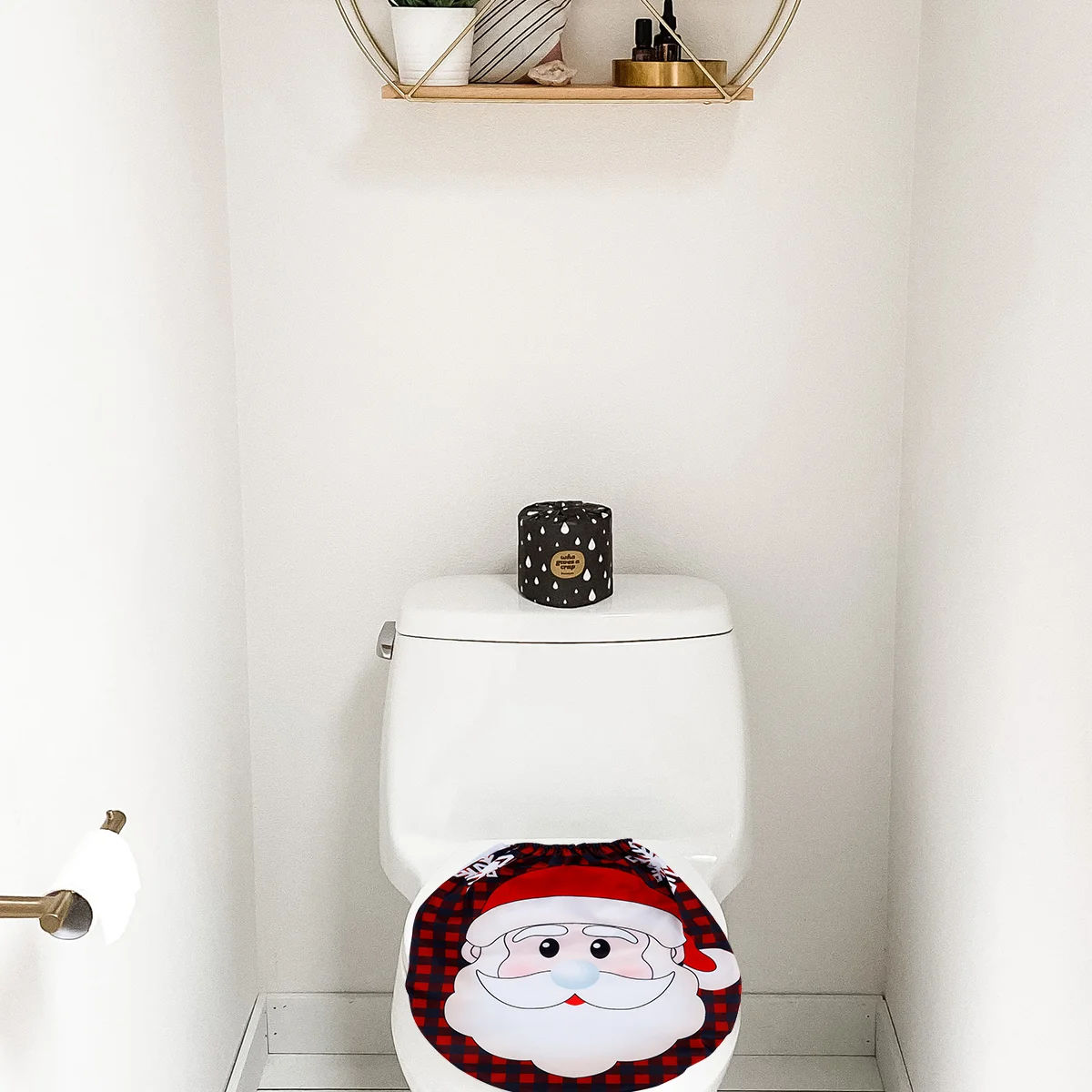 

Toilet Mat Santa Claus Two Piece Set Decorations Home Décor Non-woven Fabric Cover