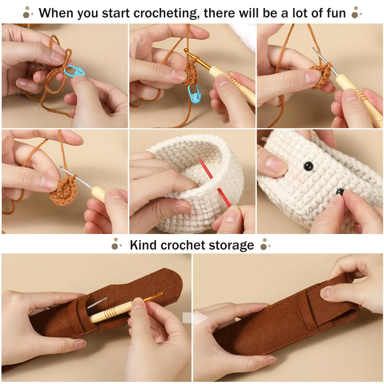 6pcs Coasters in a Plant Pot Crochet Start Kit Complete Beginner Crochet Kit with Hooks Yarn Clear Video Tutorials