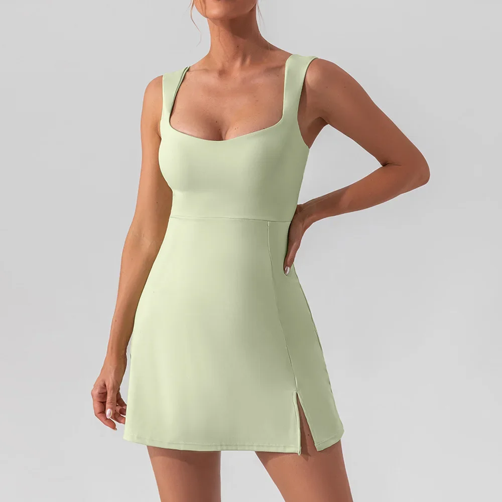 Tennis Skirt Women Golf Skirt Dress strap solid Quick Dry Soft Nylon Fitness Sleeveless Badminton Sports Dresses Gym Sportswear women dress,sports clothing