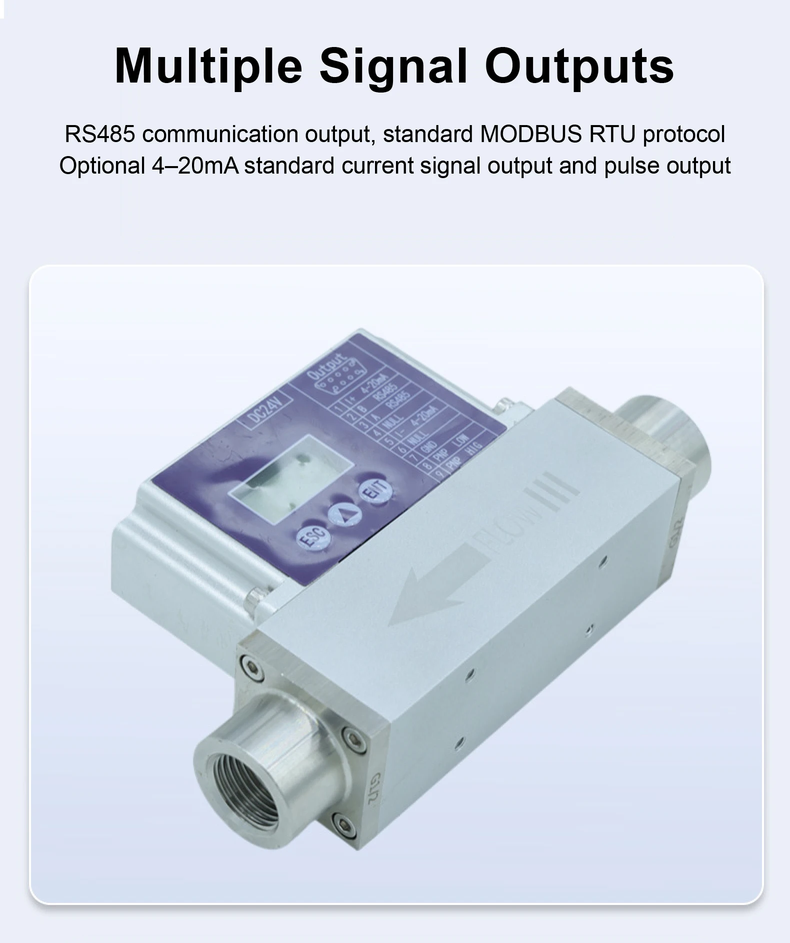 MEMS Thermal Gas Flow Meter LCD Display for Compressed Air Nitrogen Oxygen Monit