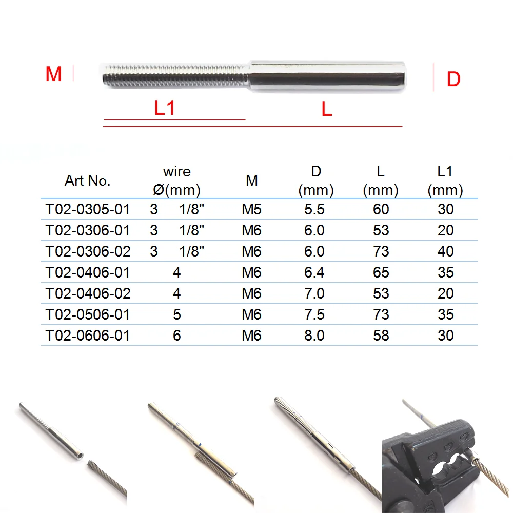 Cable Railing Hardware Marine Boat SS T316 Swageless & Toggle ...
