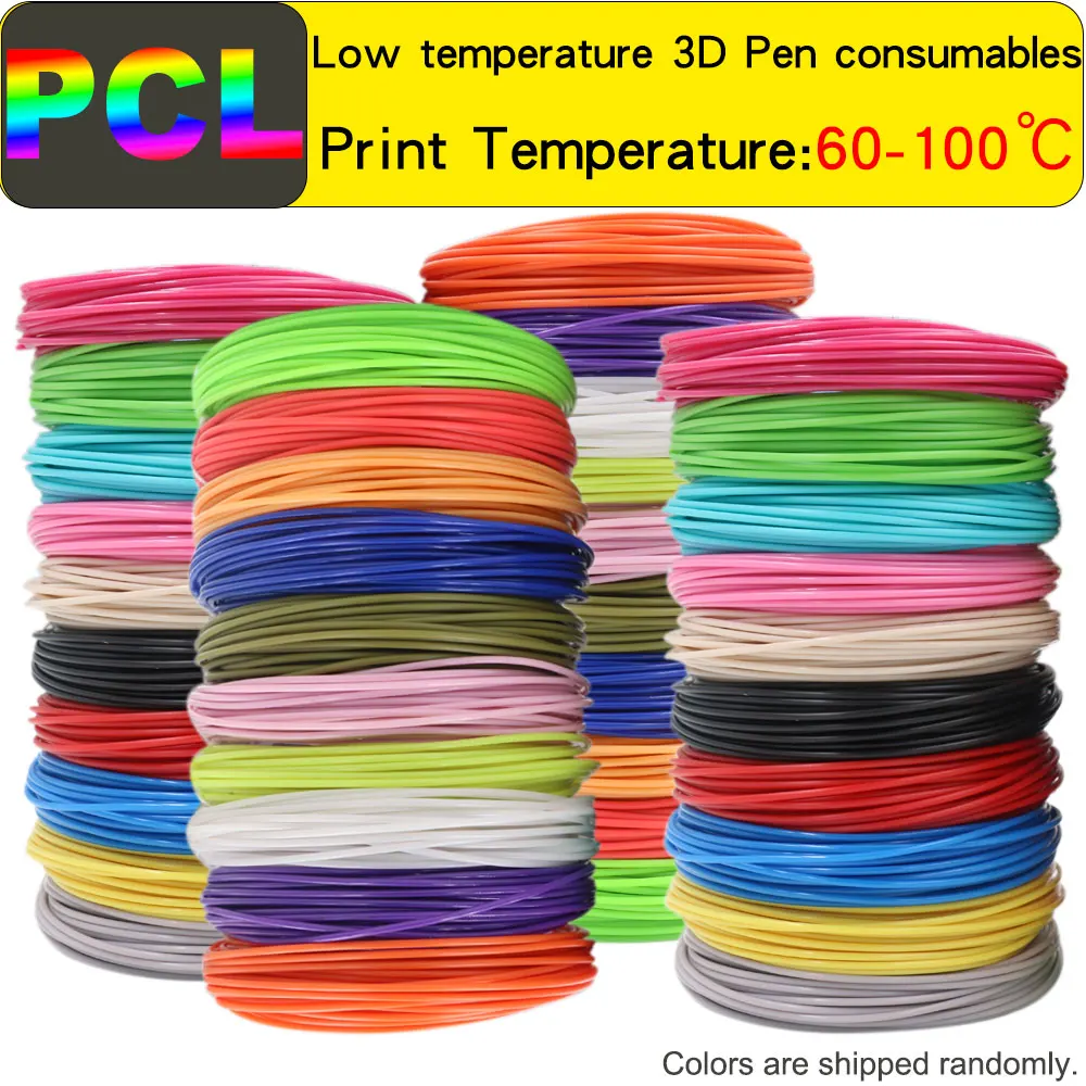 Филамент PCL 1,75 мм для детских 3d-ручек, подходит для низкотемпературных 3d-ручек, без дыма, без запаха, ярких цветов