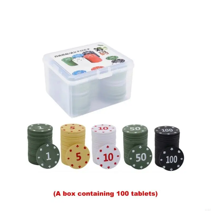 100Pcs 포커 카드 게임 카지노 계산 게임 엔터테인먼트 포커 카드 칩 세트