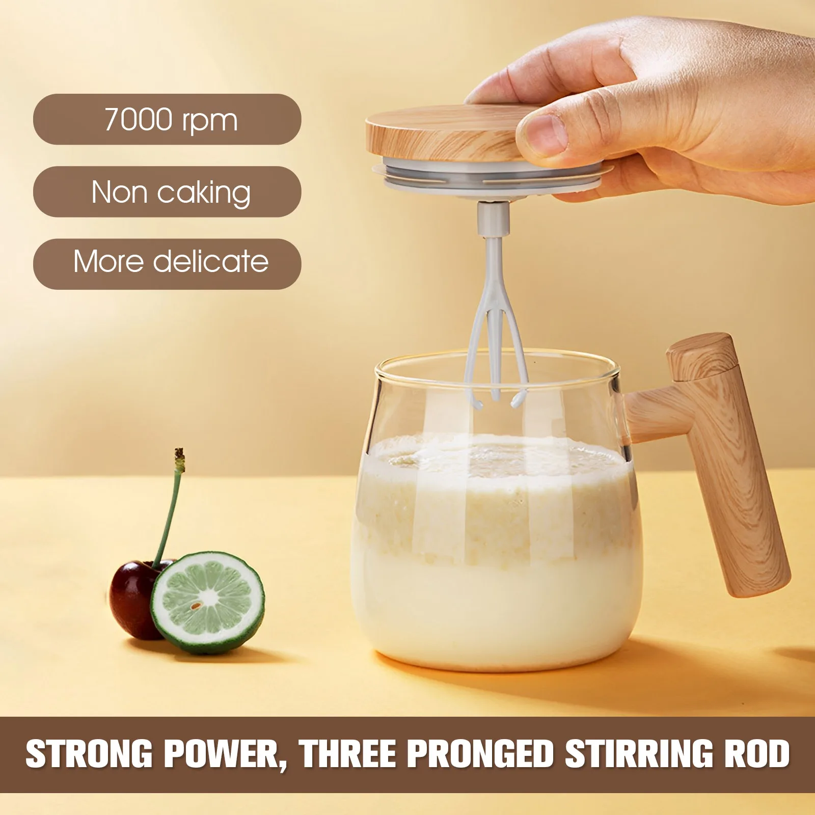 400ML Self Stirring Mug 7000rpm High Speed Electric Glass Self Mixing Mug with Handle Portable Waterproof Automatic Coffee Mug