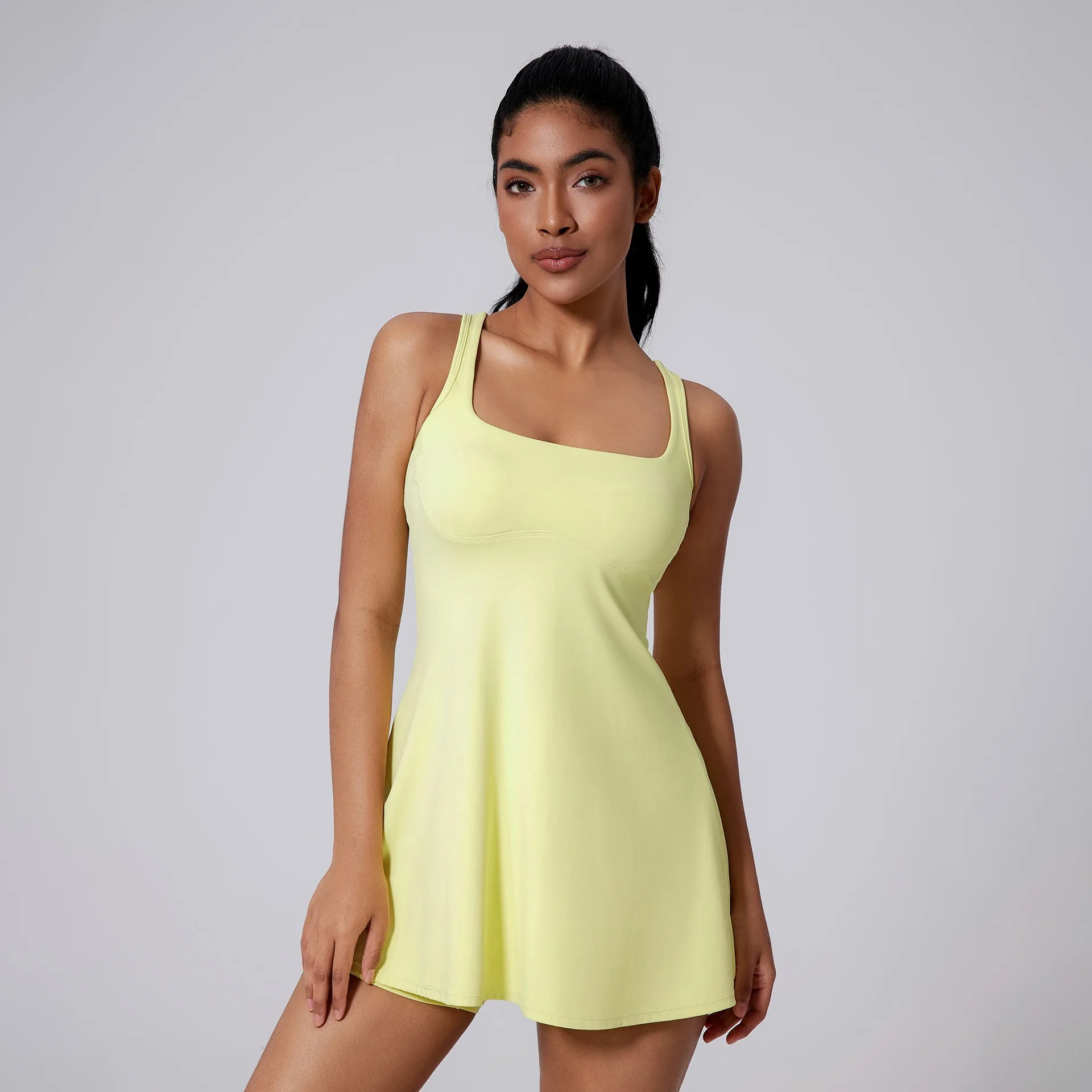 Women Tennis Dress Builf In Chest Pads&Shorts Naked Feeling Beauty Back Outdoor Running Skorts Golf Badminton Athletic Dress