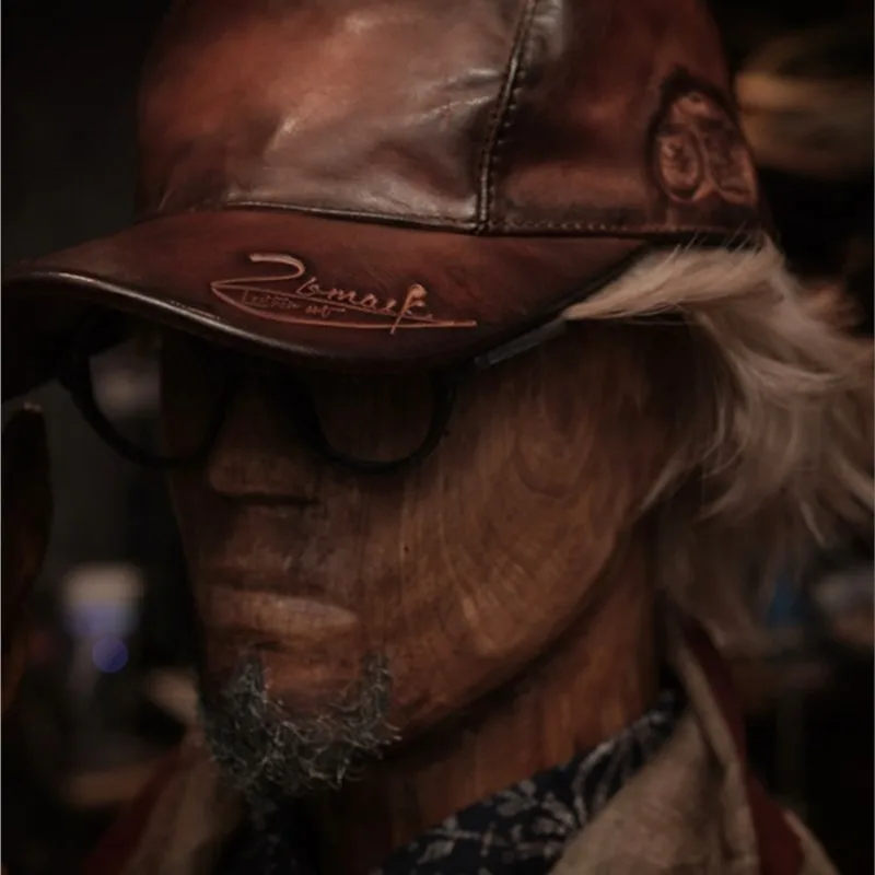 Real horseskin baseball cap men's vintage handmade leather