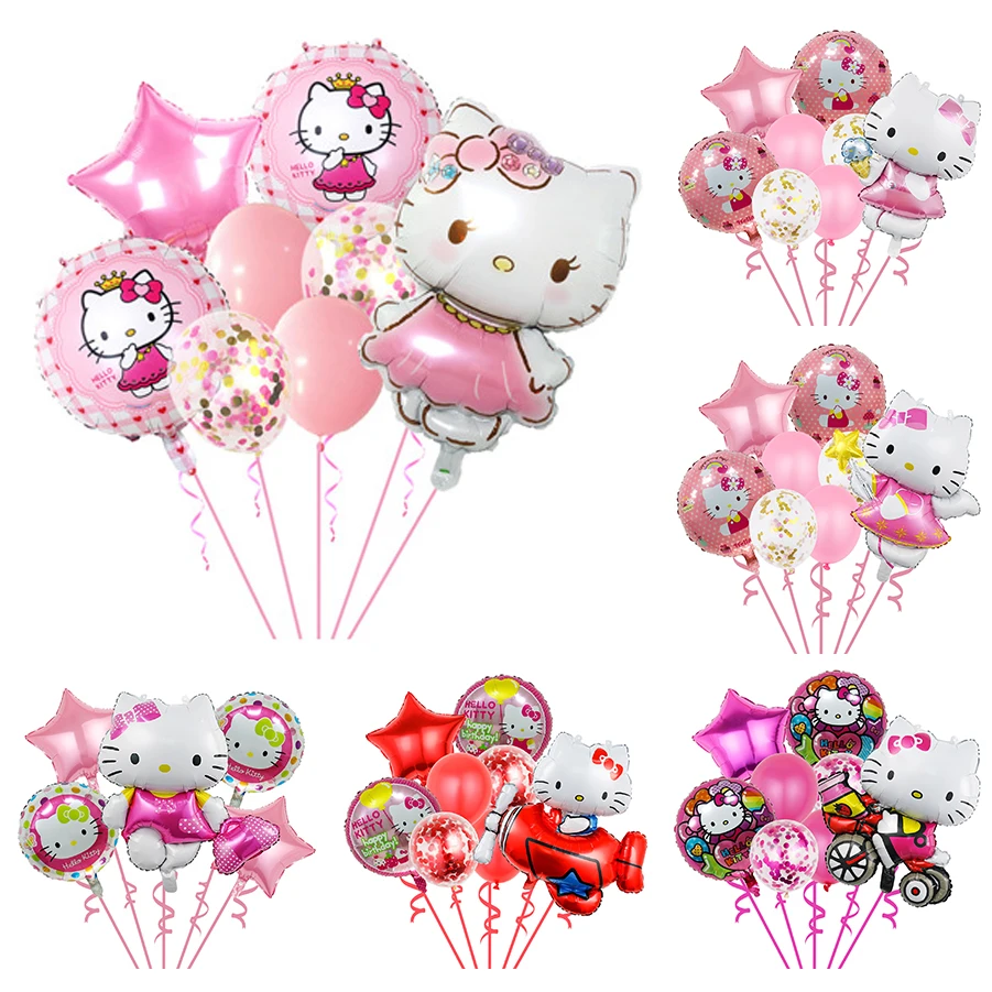 

Kawaii Sanrios фольгированный шар Hello Kitty тематические праздничные товары для дня рождения Аниме Kt мультфильм детские игрушки декор комнаты подарок для пары