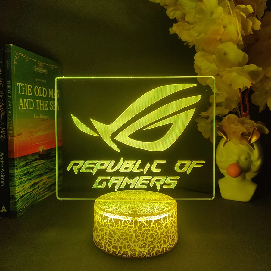 LED ROG Logo Light 7/16 Color Changing rgb for Plexiglass Cool Gaming Room Desktop Decoration Atmosphere Lighting Dec Gamer Gift