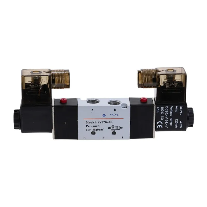 Air Pneumática Válvula Solenóide Maneira Posição em Liga de Alumínio Interna e 12vdc 24vdc 110vac 220vac 0.15-0.8mpa 4v22008