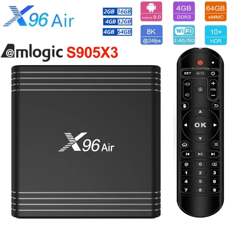 X96 Air Amlogic S905X3 Android 9.0 Smart TV Box 8K 1000M Media Player 2.4G 5G Wifi 4GB 64GB 32GB Set Top Box USB3.0 HDR10+ BT4.2