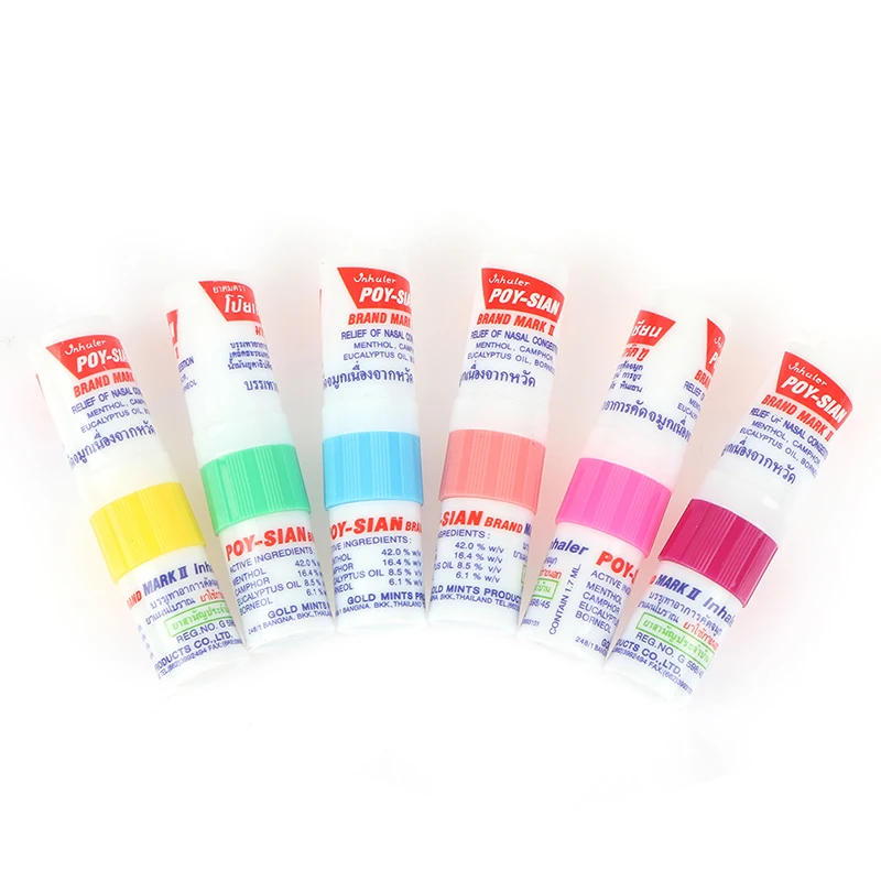 Thailand Mint Cylinder Nasal Inhaler Refresh Brain Anti Stuffy Rhinitis Nose Aspirator Cure Nasal Fatigu 6Pieces