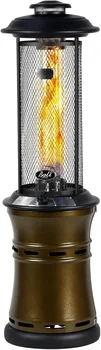 Propane Gas Patio Heater with Glass Flame and Wheels 1