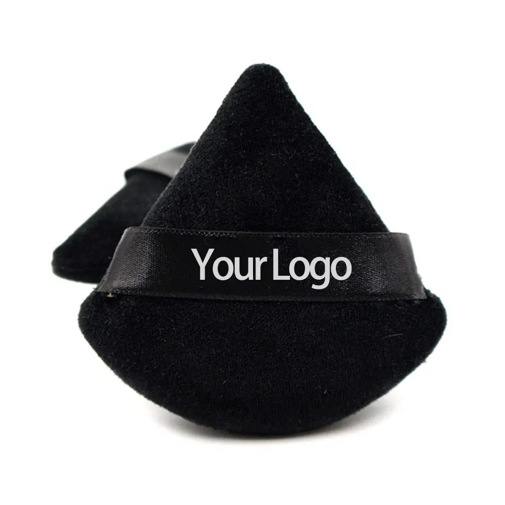 

Мягкая треугольная пуховая пуховка с логотипом на заказ, губка для макияжа из чистого хлопка с фирменной этикеткой, пуховка для лица, свободная минеральная пуховка для косметики