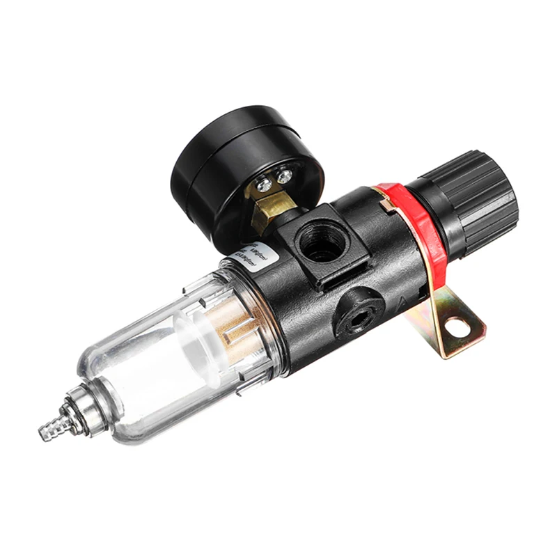 1/4'' Air Compressor Filter Water Separator Trap Tools Kit With Regulator Gauge air filters