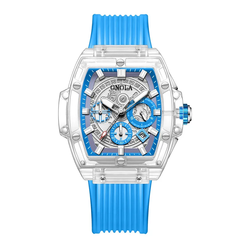 Luxury Watch For Men Military Quartz Sports Wristwatch Luminous Man Watches Transparent Case Male Tonneau Clock Reloj Hombre