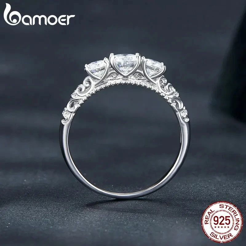 Silver Rings Silver Ring Gold Plated Rings Gold Plated Silver Ring Moissanite Ring Wedding Rings BAMOER 1.1CTTW Round Moissanite Ring For Women White Gold Plated D Color VVS1 Lab Diamond 925 Sterling Silver Engagement Ring