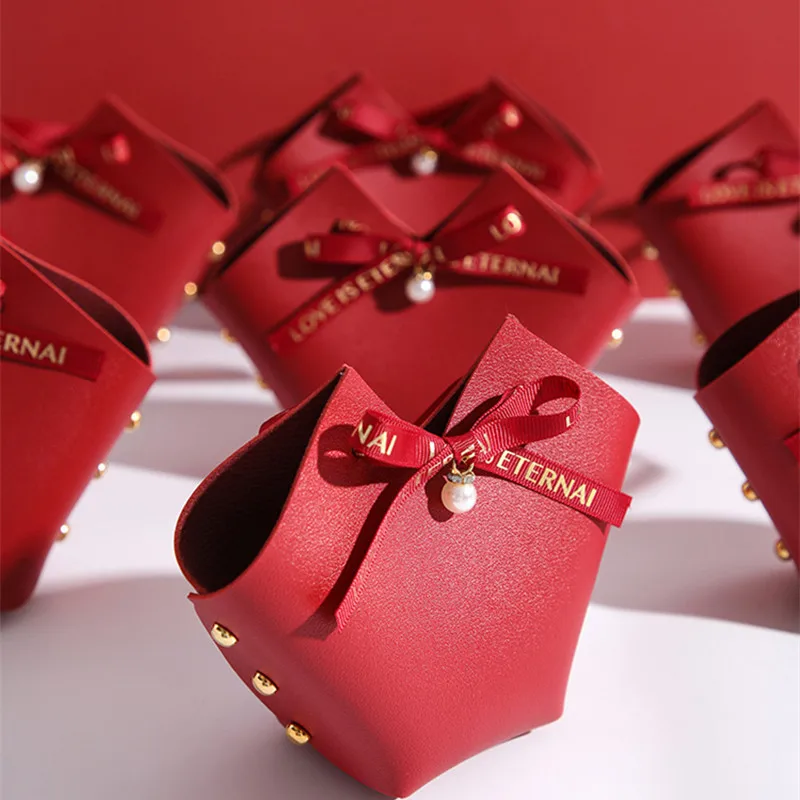 

5/10/20Pcs Candy Box Leather Compact Gift Box Packaging New Creative Wedding Candy Bag Handbag Cosmetic Packaging