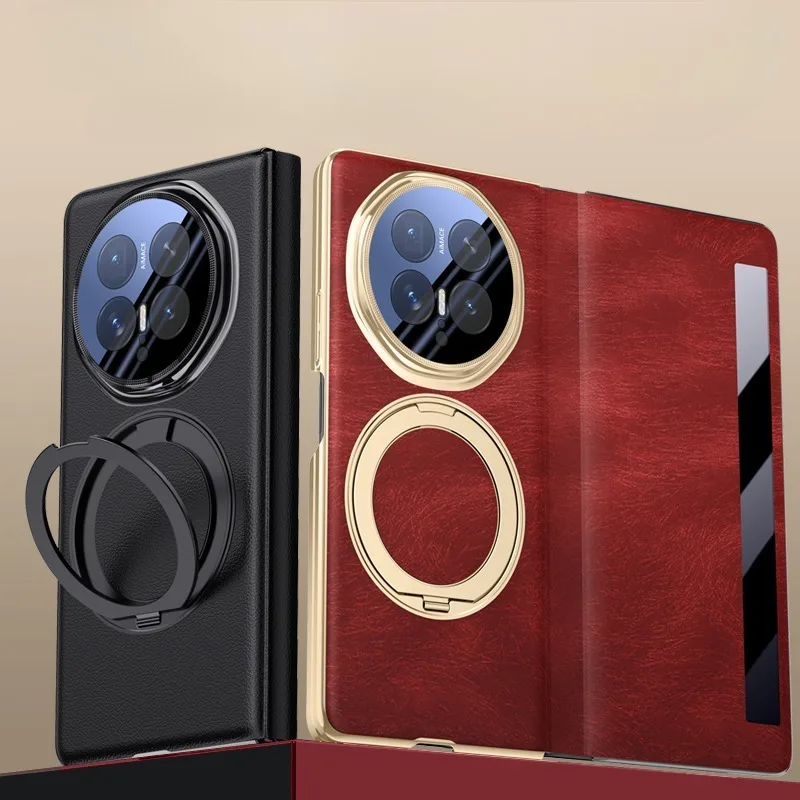 Luxury PU Leather Case with Magnetic Closure and Rotatable Ring Stand