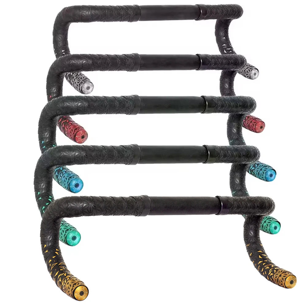 Bike Handlebar Tape Road Bike Bar Tape Super Sticky Kush Star Fade Bar Tape EVA/PU Bike Anti-Skid Shock Absorber Wrap With 1 pair Plugs