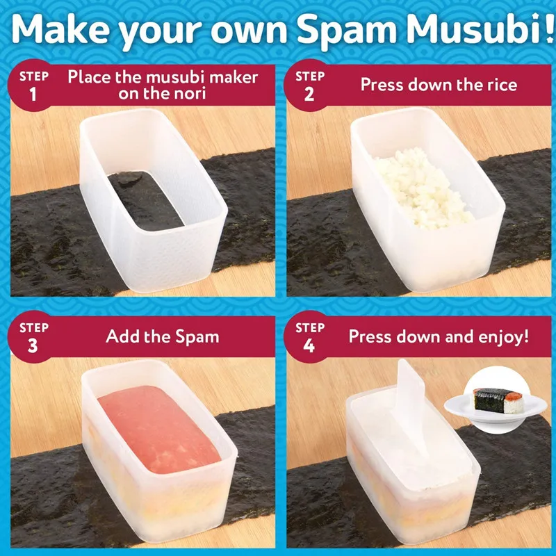 Sushi Mold Onigiri Mold Sushi Maker Rice Ball Mold Sushi Tools Spam Musubi Mold Sushi Maker Press With Rice Spoon BPA Free Non-Stick Onigiri Sekirei and Kimbab Making Kit