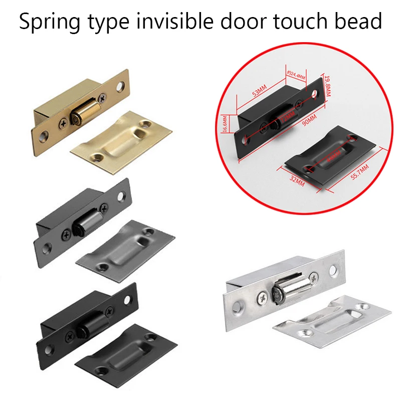 1PCS High-quality Furniture Hardware Hidden Gold Door Stops Stainless Steel Latches Cupboard Cabinet Roller Latch Lock_voghion.com