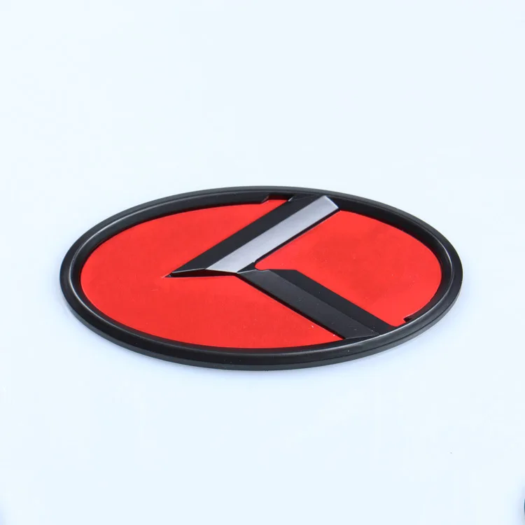 2 Emblemi Cofano Anteriore E Posteriore K Neri Per Kia K5 Optima Rio Forte - Badge In ABS 130mm X 66mm (Anteriore) E 110mm X 56mm (Posteriore) - 2