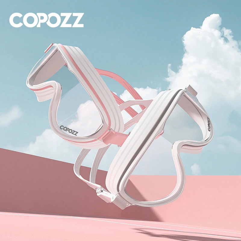 COPOZZ 대형 프레임 성인용 수영 고글, 전문 김서림 방지 스포츠 수영 안경, 남성 및 여성용 방수 수영 안경
